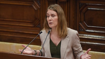 La líder de los Comuns en el Parlament, Jéssica Albiach, interviene en el pleno.