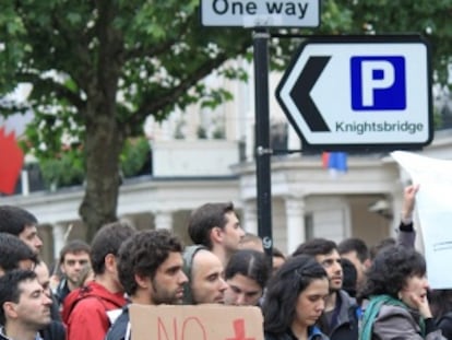 Algunos de los participantes en la protesta de Londres.