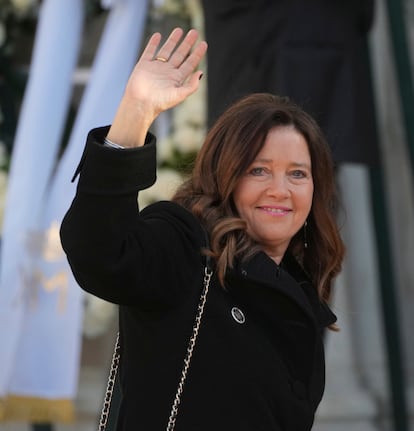 Alexia de Grecia, hija de Constantino II, a su llegada a la catedral.