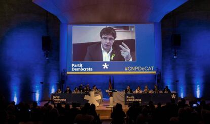 Puigdemont intervé per videoconferència al consell nacional del PDeCAT.