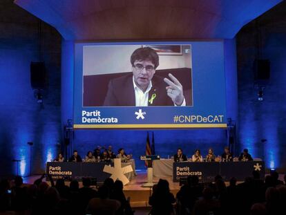 Puigdemont intervé per videoconferència al consell nacional del PDeCAT.