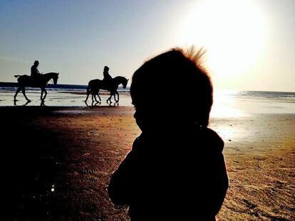 En la playa, con casi año y medio.