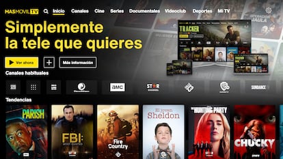 Parrilla de canales de MásMóvil TV.