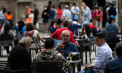 Una terraza en Santiago de Compostela, este miércoles.