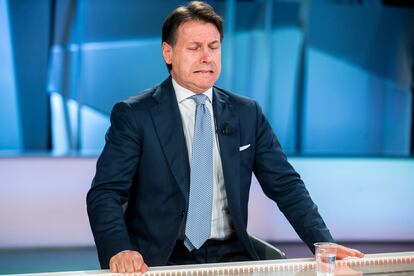 Giuseppe Conte durante una entrevista en una televisión el pasado domingo