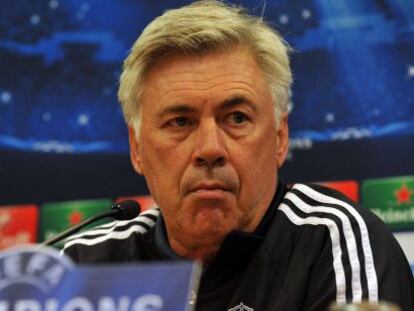 Ancelotti, en la rueda de prensa previa al partido contra el Liverpool.
