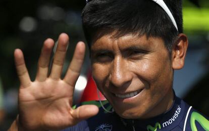 Quintana, del equipo Movistar, en un entrenamiento en Utrecht.