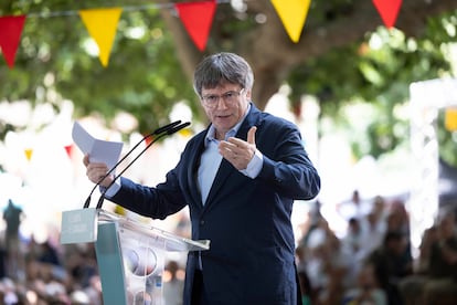 Carles Puigdemont, este domingo durante su intervención.