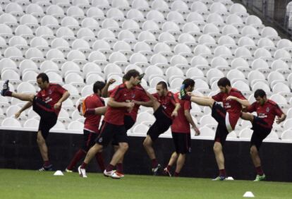 Entrenamiento del Trabzonspor para el partido de mañana frente al Athletic en la eliminatoria previa de la Liga Europa.