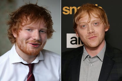 Ed Sheeran y Rupert Grint

Quien diera vida a Ron Weasley en las películas de Harry Potter confirmó que “el 50%” de la gente que le para por la calle lo hace pensando que es el cantante conocido por éxitos como Shape of You. Sea motivo del parecido o no, lo cierto es que ambos pelirrojos mantienen una estrecha amistad desde que Grint protagonizara el videoclip del tema Lego House de Sheeran en 2011.