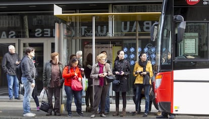 Una parada de autob&uacute;s en Barcelona. 