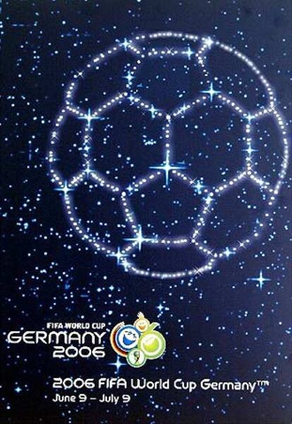 Estrellas que forman un balón y caras sonrientes, el cartel del Mundial de fútbol de Alemania 2006.