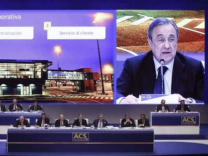 El presidente de ACS, Florentino P&eacute;rez, durante una junta de accionistas 