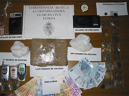 Cocaína decomisada por la Guardia Civil.