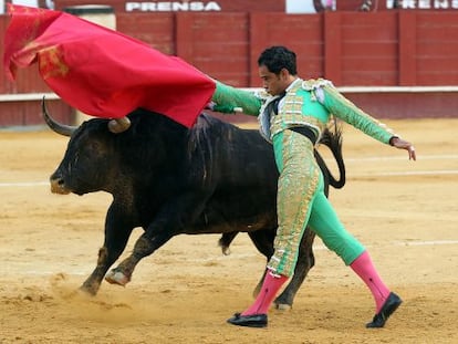 Luis Bol&iacute;var, con la muleta en el tercer toro de la tarde.