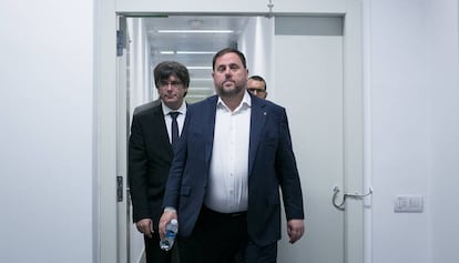 El vicepresident Oriol Junqueras, amb el president Carles Puigdemont.