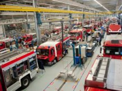 L&iacute;nea de producci&oacute;n de la f&aacute;brica Iveco-Magirus, en Ulm (Alemania).