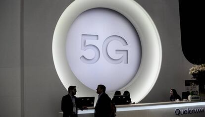 Un logo 5G durante el Mobile World Congress, en Barcelona.