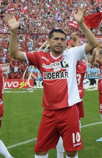 Riquelme, el día del ascenso con Argentinos Juniors.