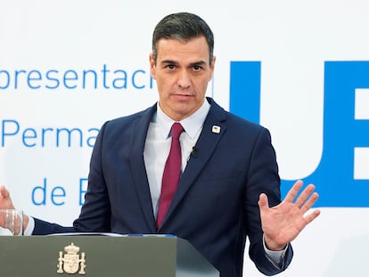 Pedro Sánchez, el viernes en Bruselas tras el Consejo Europeo.