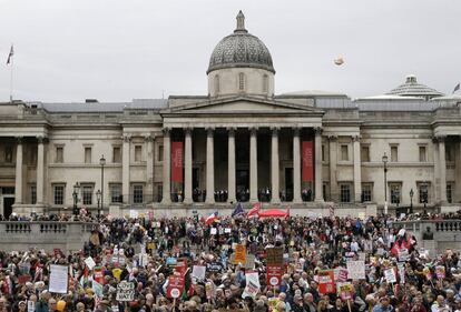 Concentração em Trafalgar Square, no centro de Londres, nesta terça-feira