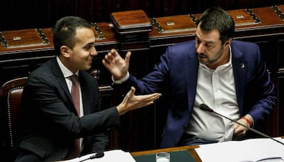 Di Maio y Salvini, este miércoles en la Cámara de Diputados italiana. 