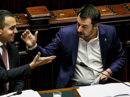 Di Maio y Salvini, este miércoles en la Cámara de Diputados italiana. 