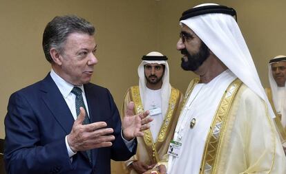 El Presidente Santos agradeci&oacute; al Emir de Dub&aacute;i por el aporte para el posconflicto en Colombia.