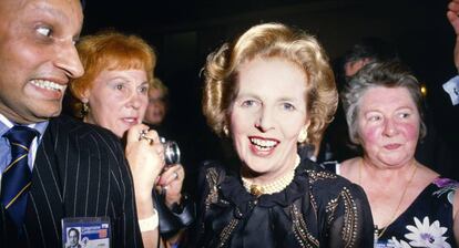 Margaret Thatcher durante una conferencia en 1985.