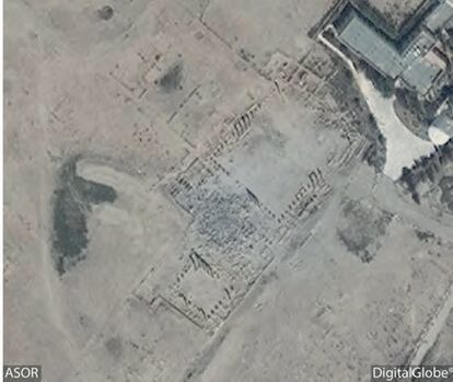 Imagen de satélite tras el arrasamiento de la ciudad de Palmira en 2016.