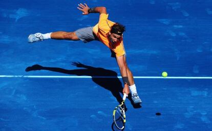 Nadal, durante su partido contra Davydenko.