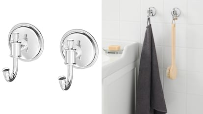 De entre los accesorios para el baño de Ikea, uno de los más socorridos es usar un gancho para colgar toallas.