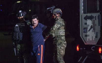 El Chapo, tras su tercer arresto en 2016.