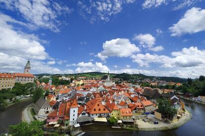 Vista panorámica de Cesky Krumlov, en la República Checa