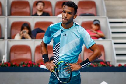 Auger-Aliassime, durante el partido contra Rune.