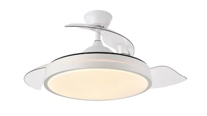 ventilador de techo con aspas retráctiles que incluye función inversa.