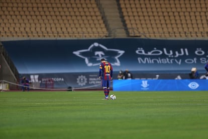 Messi, durante la final de la Supercopa ante el Athletic, el domingo en La Cartuja.