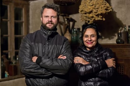 Selton Mello e Vânia Catani no set de 'O filme da minha vida'.