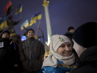 Manifestantes antigubernamentales el domingo en Kiev.