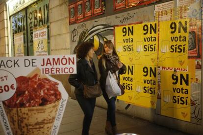 Anuncis publicitaris a favor de la independ&egrave;ncia.