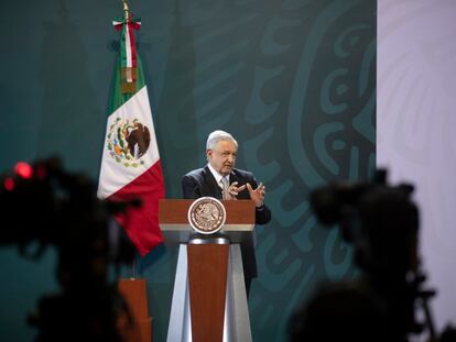 El presidente de México, Andrés Manuel López Obrador, en una rueda de prensa el 24 de junio.
