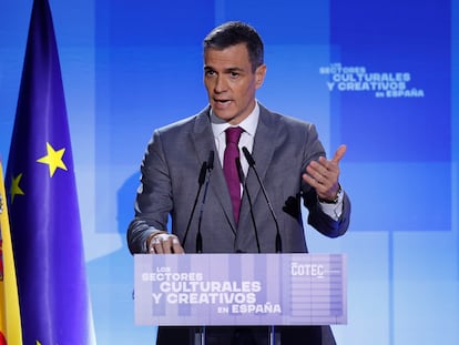El presidente del Gobierno, Pedro Sánchez ,interviene en la clausura de la presentación del informe de la Fundación COTEC para la Innovación.
