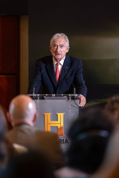 El historiador Antony Beevor en el Teatro Real de Madrid, durante su intervención  en la presentación de los 25 años del canal Historia.