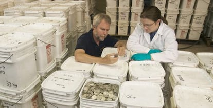 Monedas rescatadas por el Odissey.