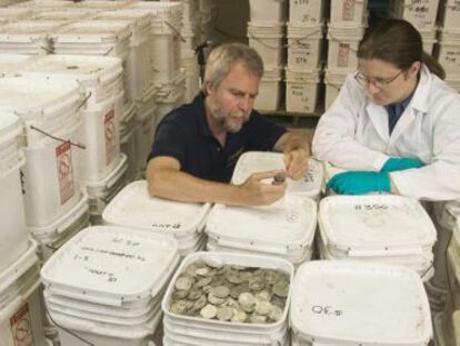 Monedas rescatadas por el Odissey.