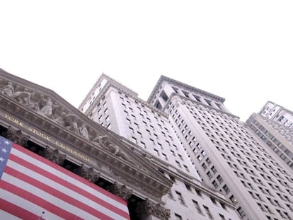 Fachada de la Bolsa de Nueva York, en Wall Street.