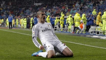 Morata celebra su gol.