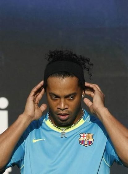 Ronaldinho en el entrenamiento del jueves.