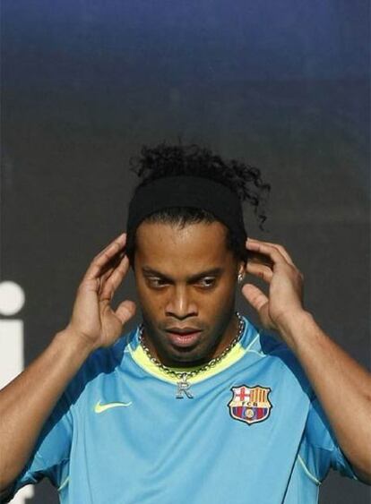 Ronaldinho en el entrenamiento del jueves.