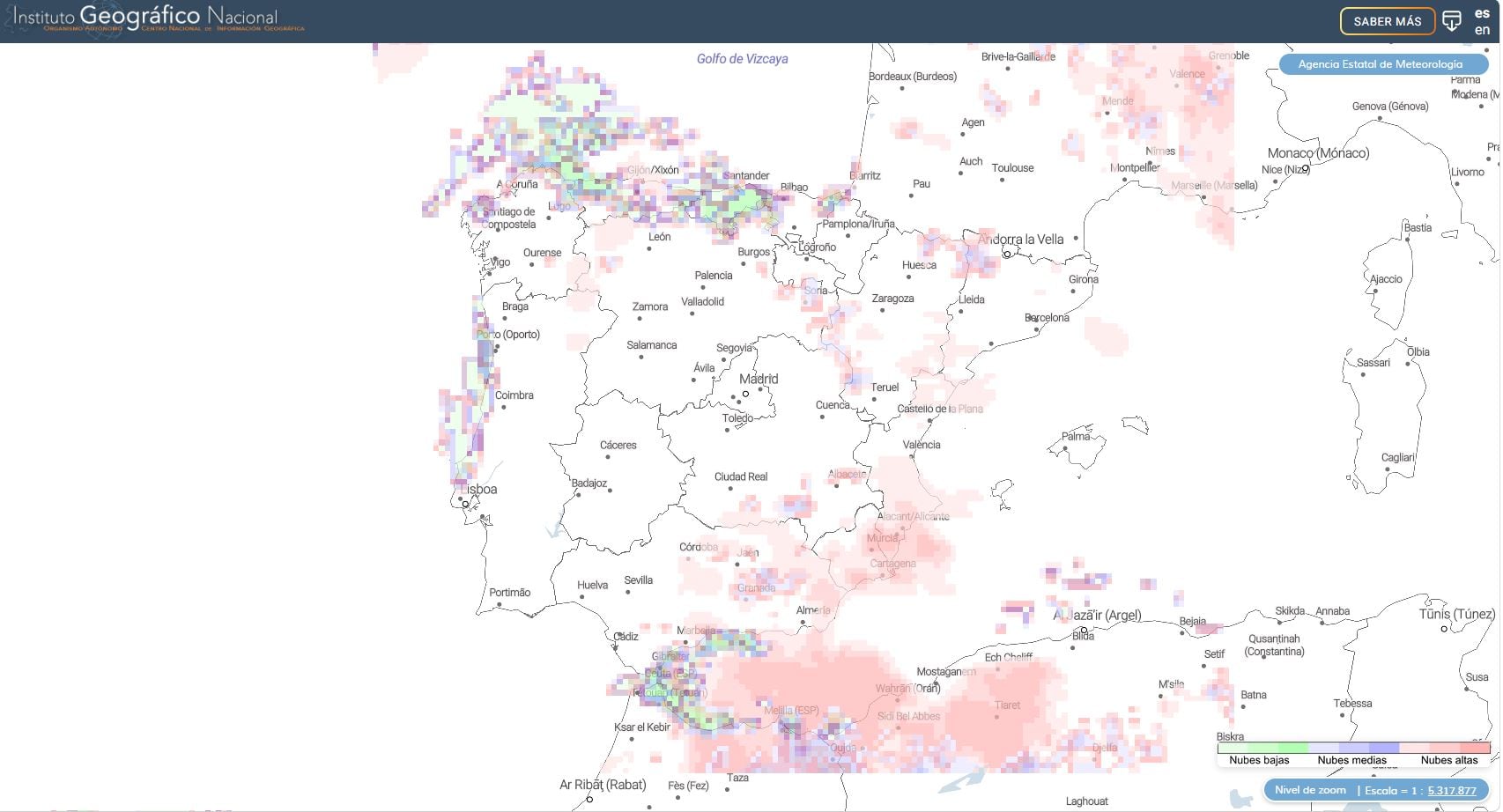 Primer parte de la Aemet para el eclipse: nubes solo en el área cantábrica, litoral gallego, Alborán y montañas del norte y el este